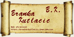 Branka Kutlačić vizit kartica